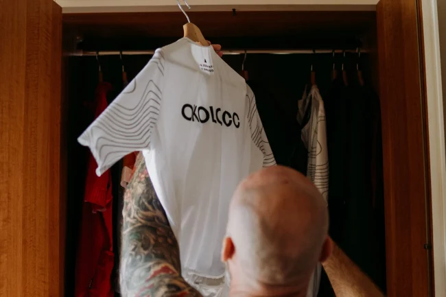 A person organizing a custom closet 