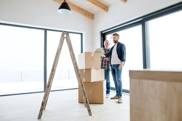 real estate agent highlighting custom built-in closet systems to homebuyers