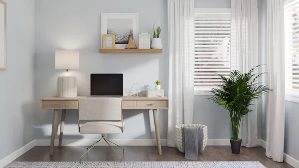 beige and cream home office