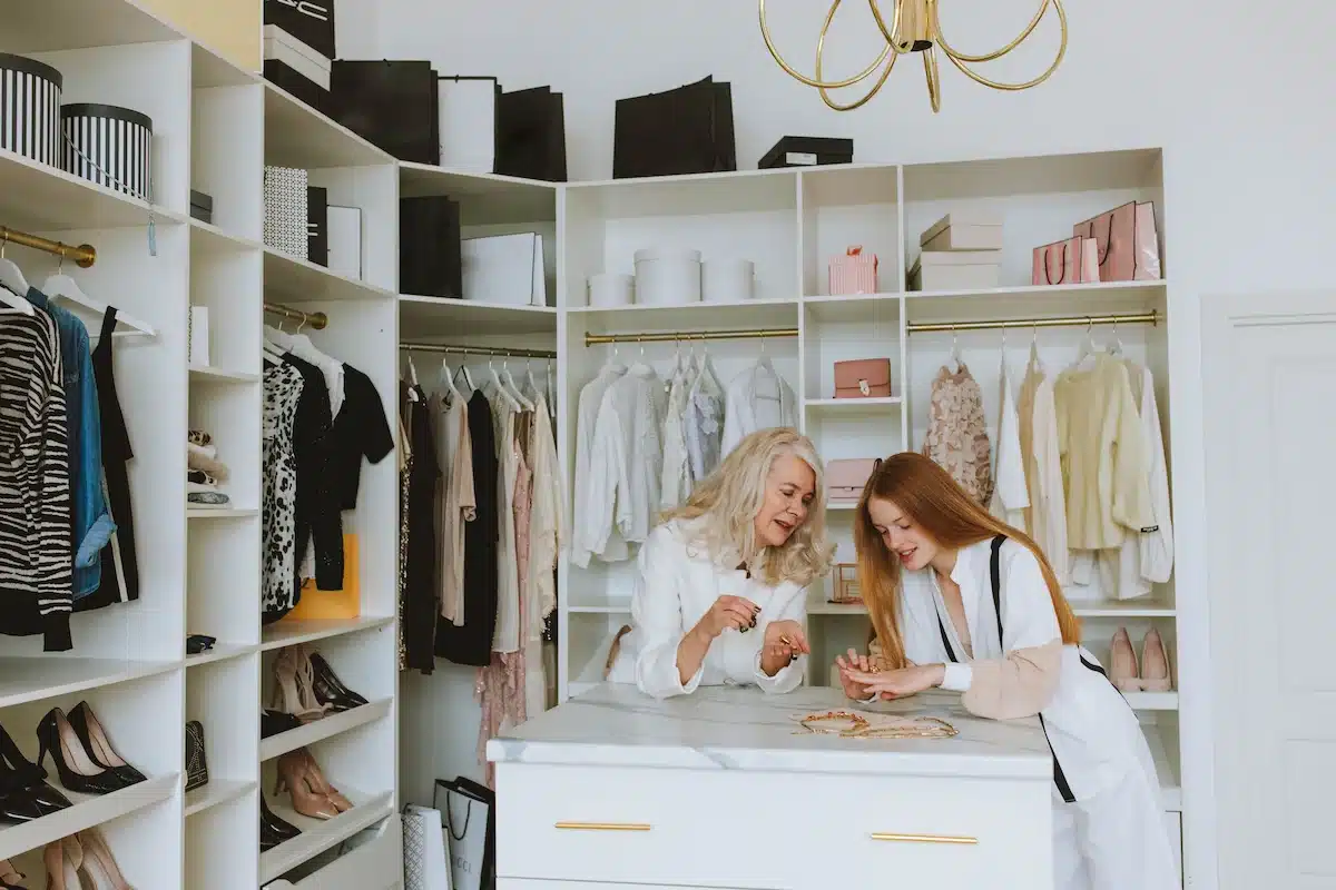 walk-in master closets with velvet-lined jewelry drawers and organized accessory storage